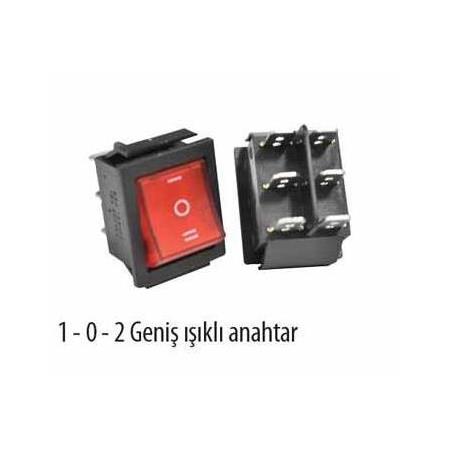 Kırmızı Kalıcı Tip Difaze Geniş Işıklı Anahtar 1-0-2