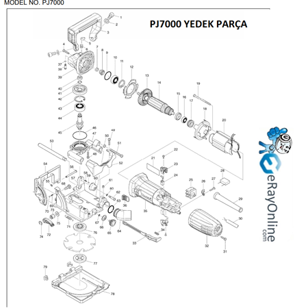 Makita PJ7000 Yedek Parça Teknik Resim